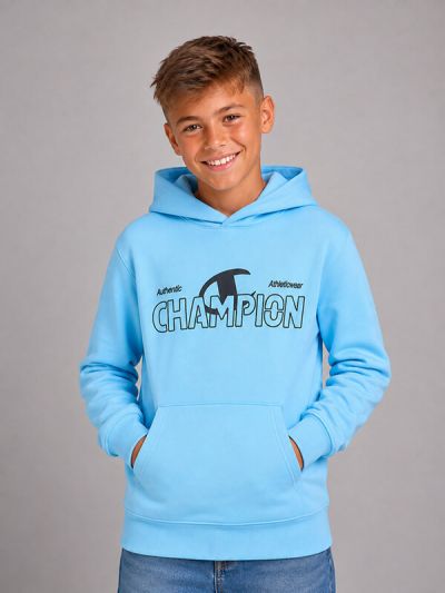 Champion otroški fantovski pulover s kapuco C307548-BS226 turkizen
