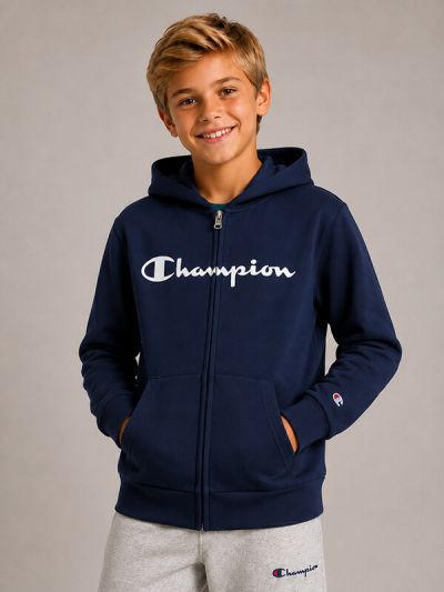 Champion otroška jopica s kapuco C309360-BS501 navy modra