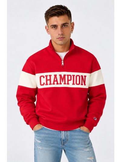 Champion moški pulover s pol zadrgo Academy C223644-RS067 rdeč
