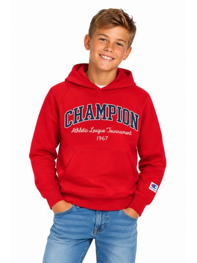 Champion otroški pulover Academy s kapuco C307939-RS067 rdeč